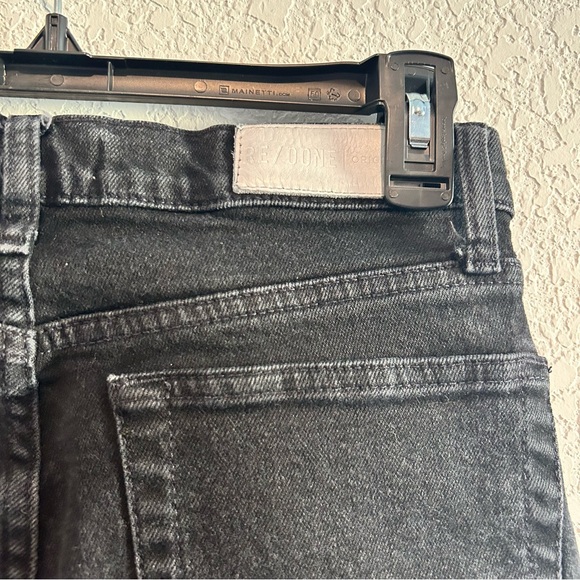 Re/Done High Rise Stovepipe Jeans 28 Jet Black Button Fly Raw Hem Crop - Picture 9 of 11